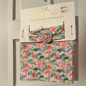 Tahari Baby Flamingo and Pineapple Swaddle Set